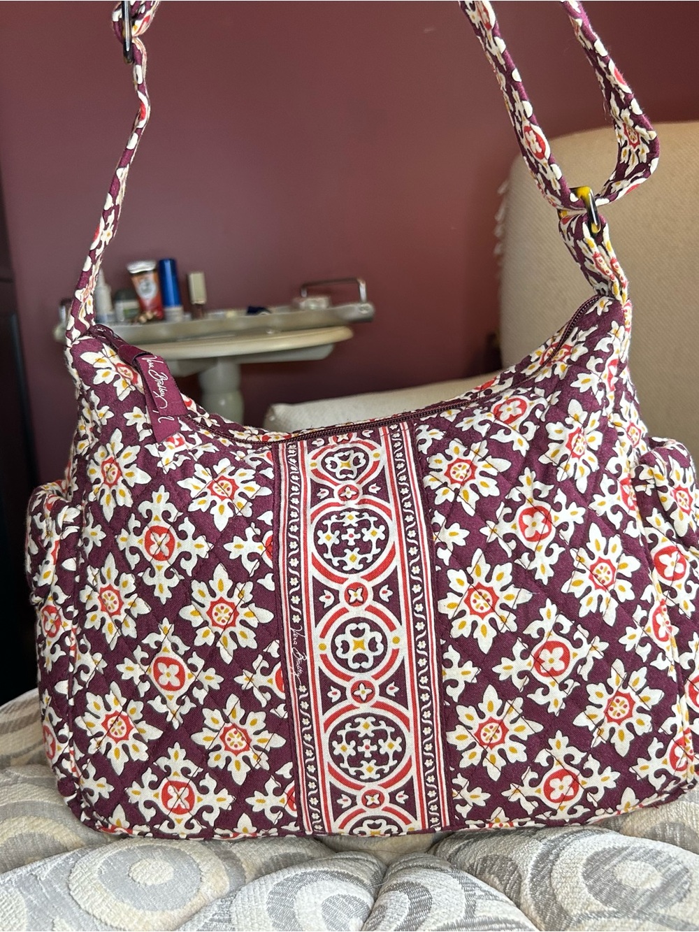 *SOLD* Vera Bradley burgundy medallion 2006  cross body /shoulder bag